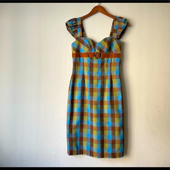 English clientele Dresses & Skirts - ENGLISH CLIENTELE Vintage Multicolored Gingham Sweetheart Dress